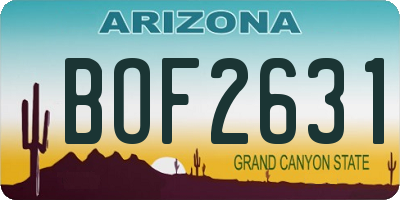 AZ license plate BOF2631