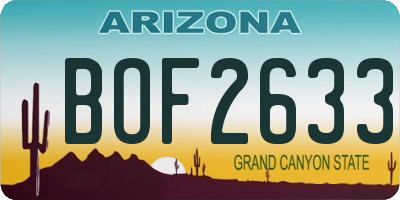 AZ license plate BOF2633