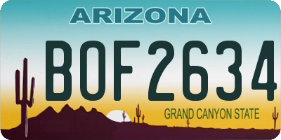 AZ license plate BOF2634