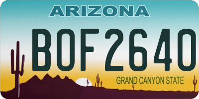 AZ license plate BOF2640