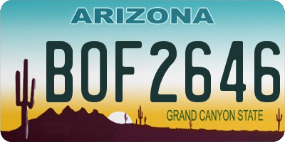 AZ license plate BOF2646