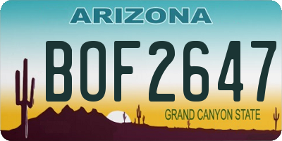 AZ license plate BOF2647