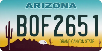 AZ license plate BOF2651