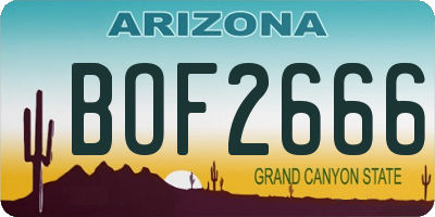 AZ license plate BOF2666