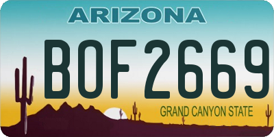 AZ license plate BOF2669