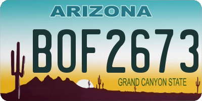 AZ license plate BOF2673
