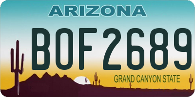 AZ license plate BOF2689