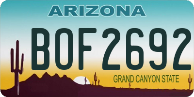 AZ license plate BOF2692