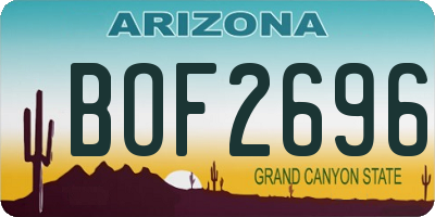 AZ license plate BOF2696