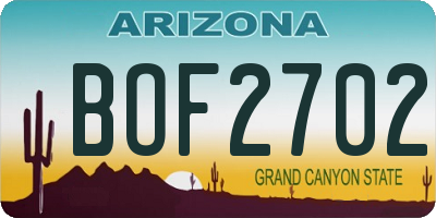 AZ license plate BOF2702