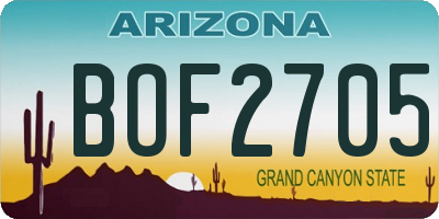AZ license plate BOF2705