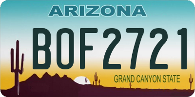 AZ license plate BOF2721