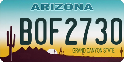 AZ license plate BOF2730
