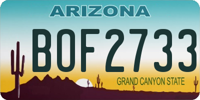 AZ license plate BOF2733