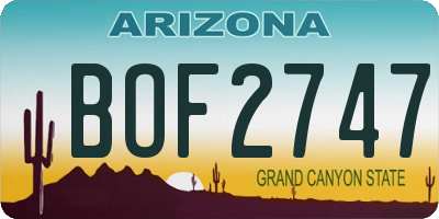 AZ license plate BOF2747
