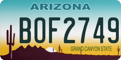 AZ license plate BOF2749