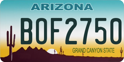 AZ license plate BOF2750