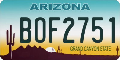 AZ license plate BOF2751