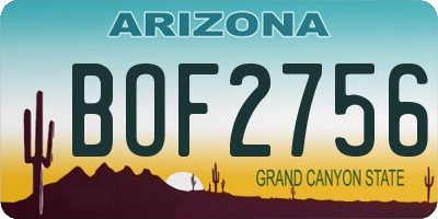 AZ license plate BOF2756