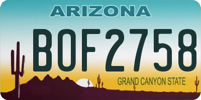 AZ license plate BOF2758