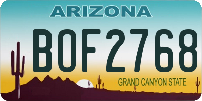 AZ license plate BOF2768