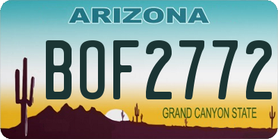 AZ license plate BOF2772