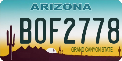 AZ license plate BOF2778