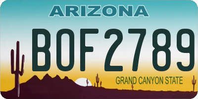 AZ license plate BOF2789