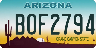 AZ license plate BOF2794