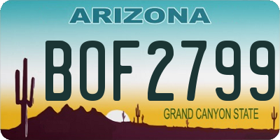 AZ license plate BOF2799