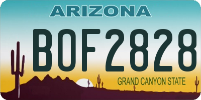 AZ license plate BOF2828