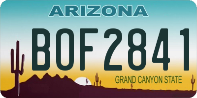 AZ license plate BOF2841
