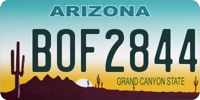 AZ license plate BOF2844