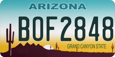 AZ license plate BOF2848