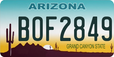 AZ license plate BOF2849