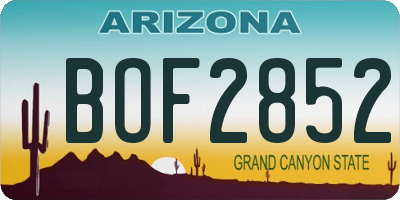 AZ license plate BOF2852