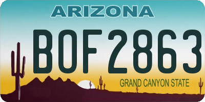 AZ license plate BOF2863