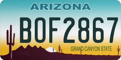 AZ license plate BOF2867