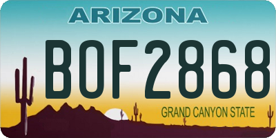 AZ license plate BOF2868