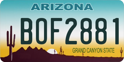 AZ license plate BOF2881