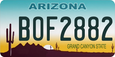 AZ license plate BOF2882