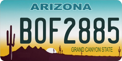 AZ license plate BOF2885