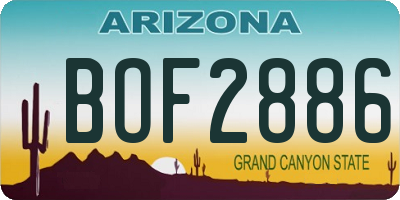 AZ license plate BOF2886