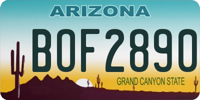 AZ license plate BOF2890