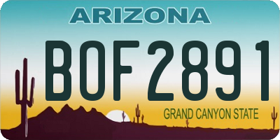 AZ license plate BOF2891