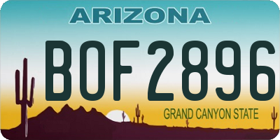 AZ license plate BOF2896
