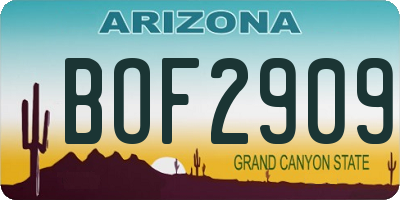 AZ license plate BOF2909