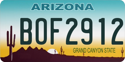 AZ license plate BOF2912