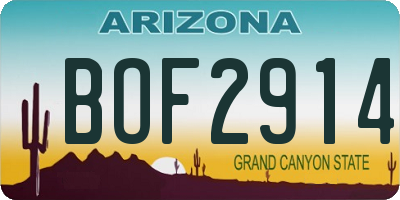 AZ license plate BOF2914
