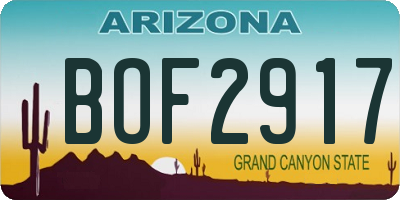 AZ license plate BOF2917